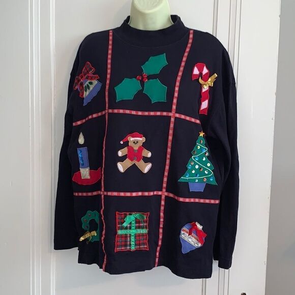 Vtg 90s Laura Gayle Christmas Embroidered top - Picture 1 of 10